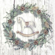 Салфетки 20бр White Xmas Wreath сиви
